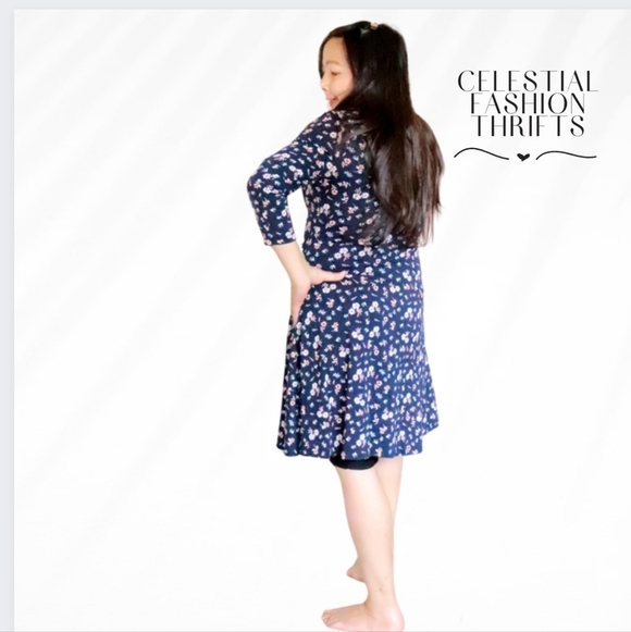 HONEY WOMENS MEDIUM BLUE FLORAL MIDI DRESS - Picture 7 of 9